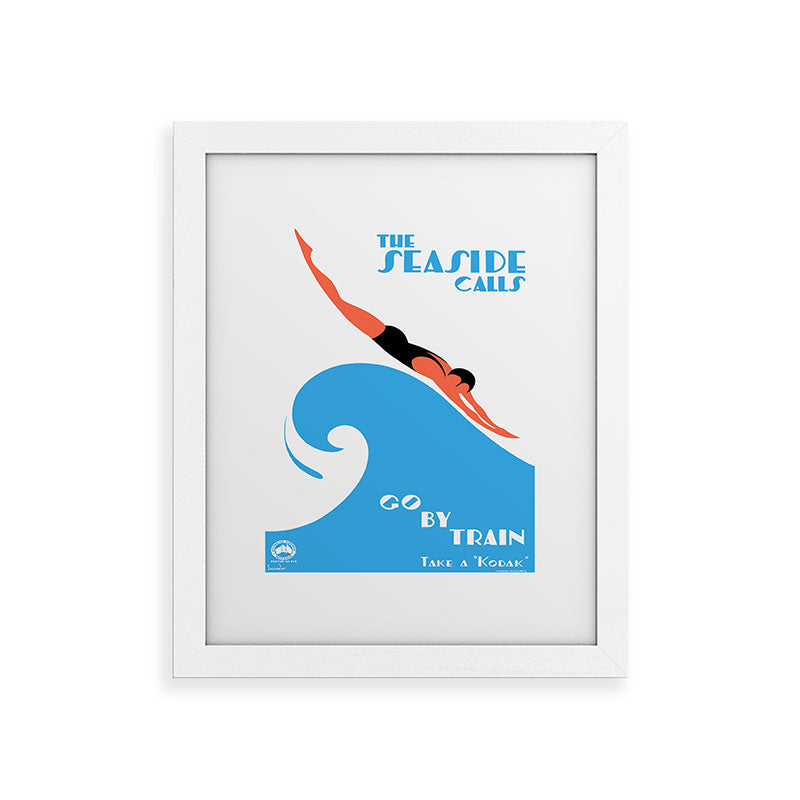 1938 AUSTRALIA The Seaside Calls Train Travel Poster Framed Art Print