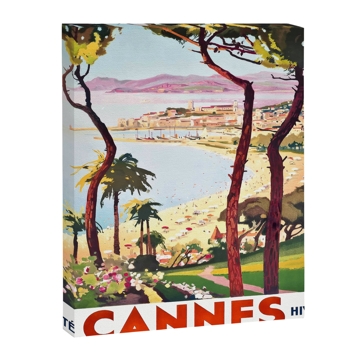 1938 France Cannes Cote D'Azur Travel Poster Canvas Print