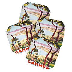 1938 France Cannes Cote D'Azur Travel Poster Coaster