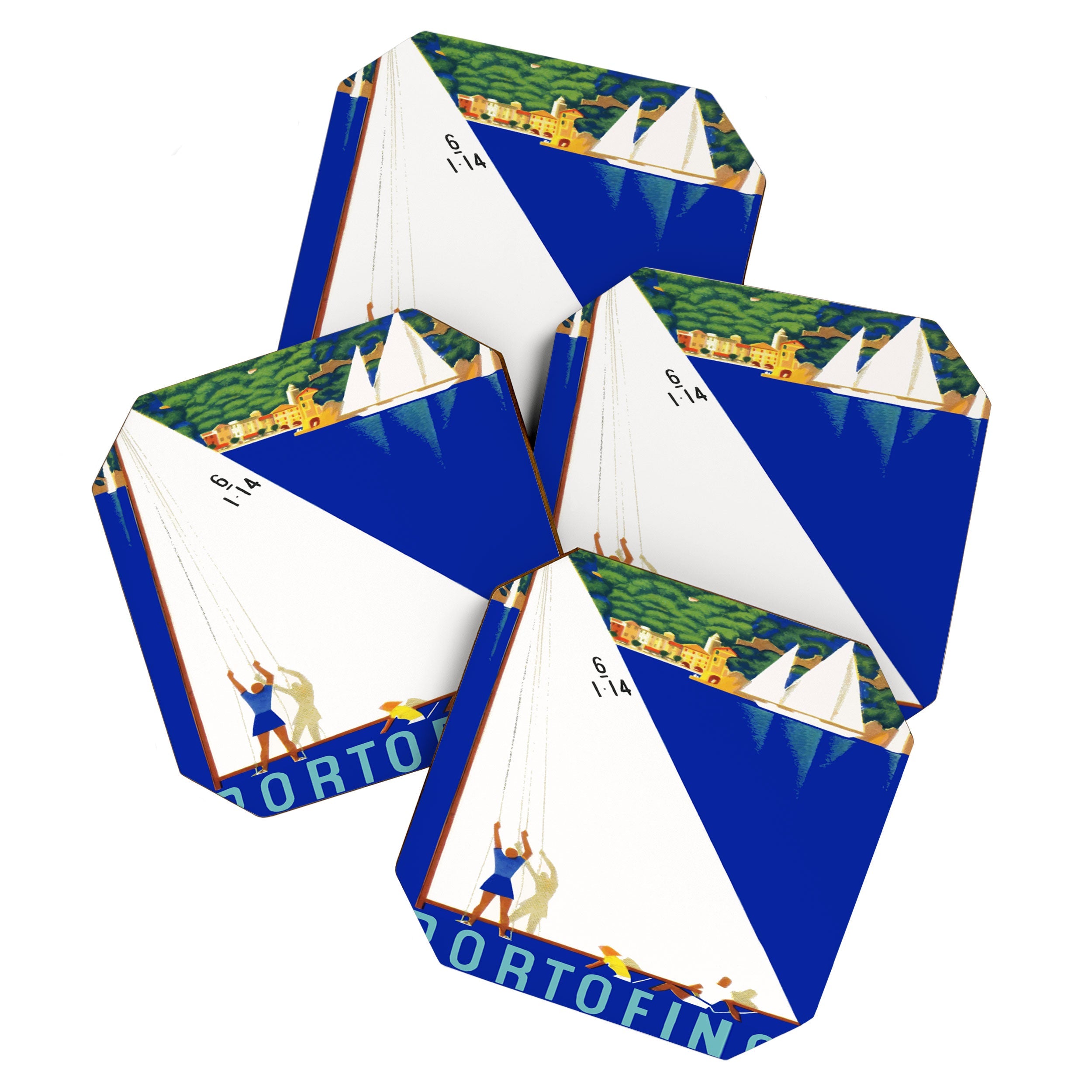 1941 PORTOFINO Italy Travel Poster Coaster