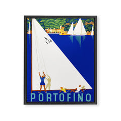 1941 PORTOFINO Italy Travel Poster Framed Canvas Print