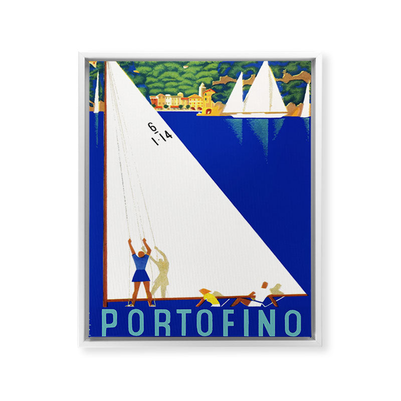 1941 PORTOFINO Italy Travel Poster Framed Canvas Print