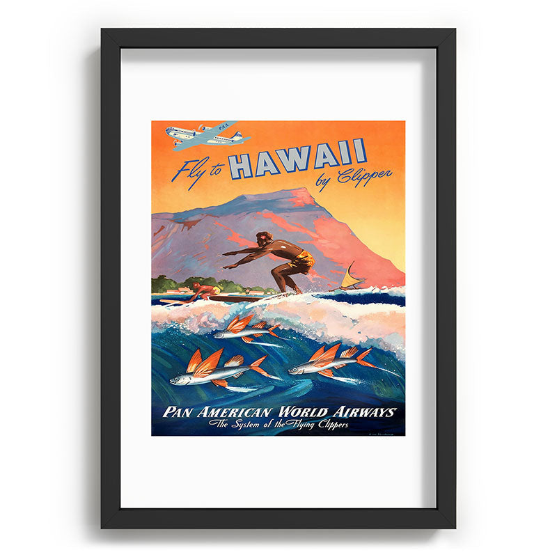 1947 Fly To Hawaii By Clipper Pan American Travel Poster Framed Art Print
