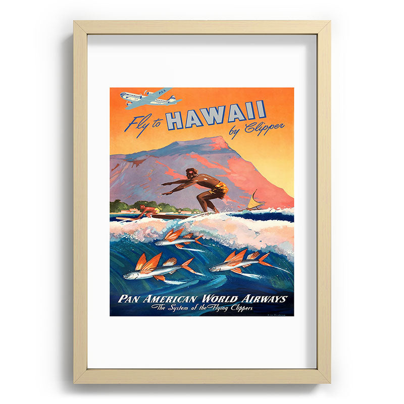 1947 Fly To Hawaii By Clipper Pan American Travel Poster Framed Art Print