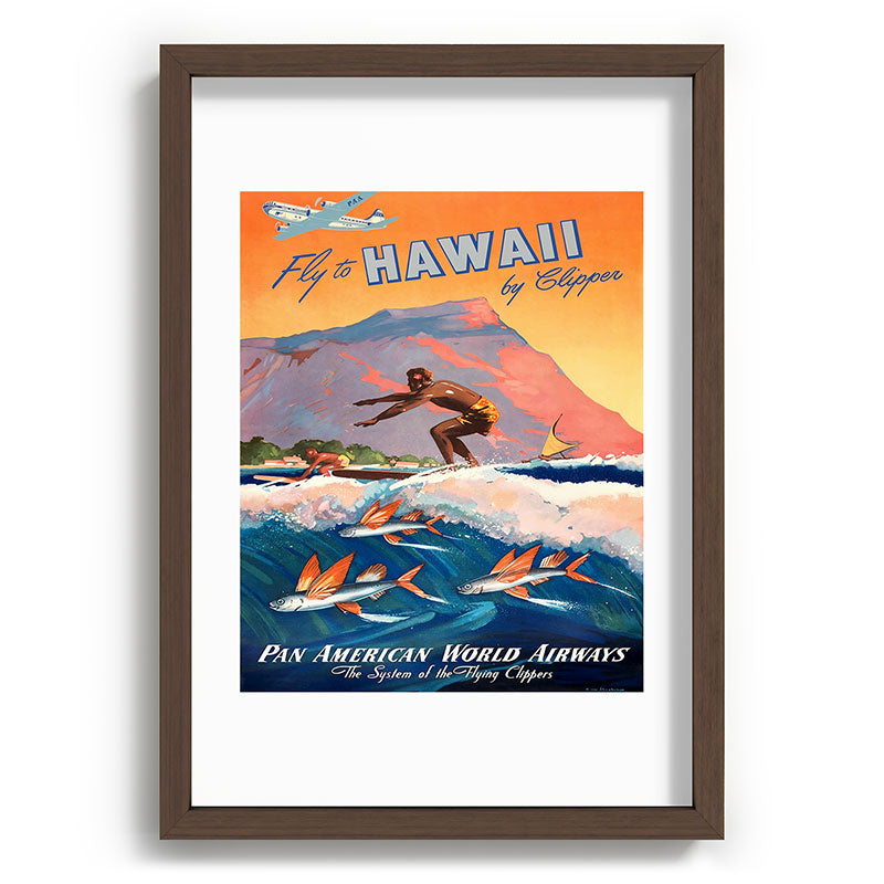 1947 Fly To Hawaii By Clipper Pan American Travel Poster Framed Art Print
