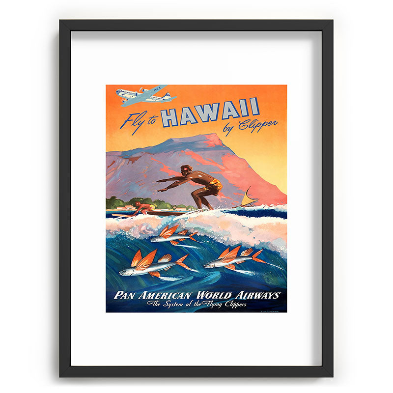 1947 Fly To Hawaii By Clipper Pan American Travel Poster Framed Art Print