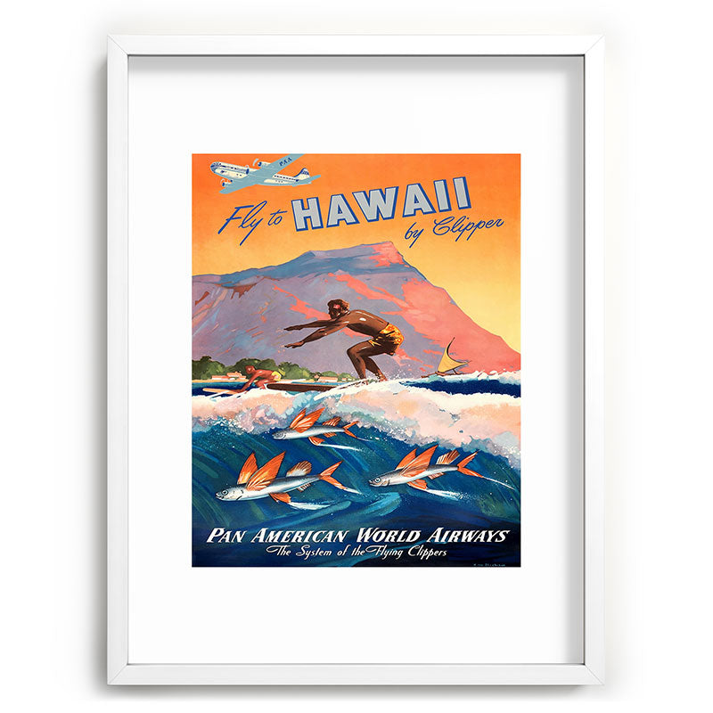 1947 Fly To Hawaii By Clipper Pan American Travel Poster Framed Art Print