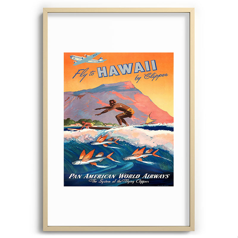 1947 Fly To Hawaii By Clipper Pan American Travel Poster Framed Art Print