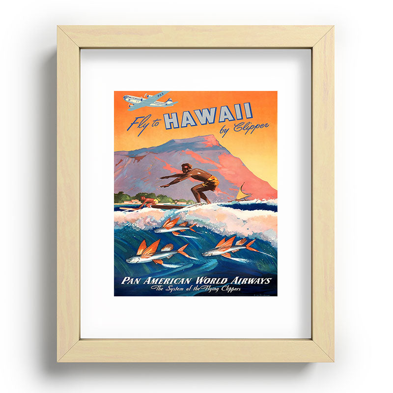 1947 Fly To Hawaii By Clipper Pan American Travel Poster Framed Art Print