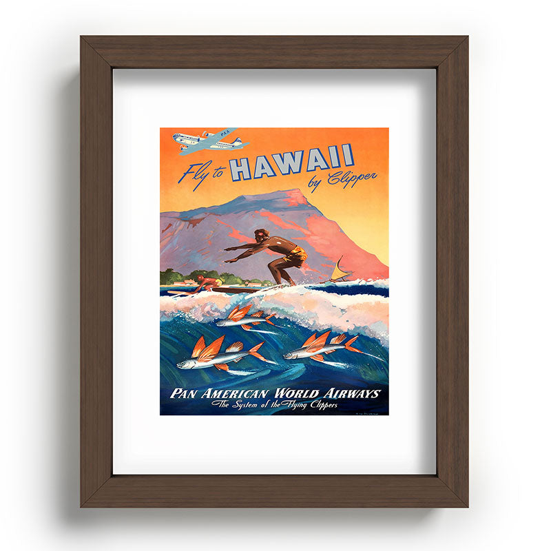 1947 Fly To Hawaii By Clipper Pan American Travel Poster Framed Art Print