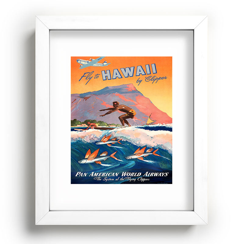 1947 Fly To Hawaii By Clipper Pan American Travel Poster Framed Art Print