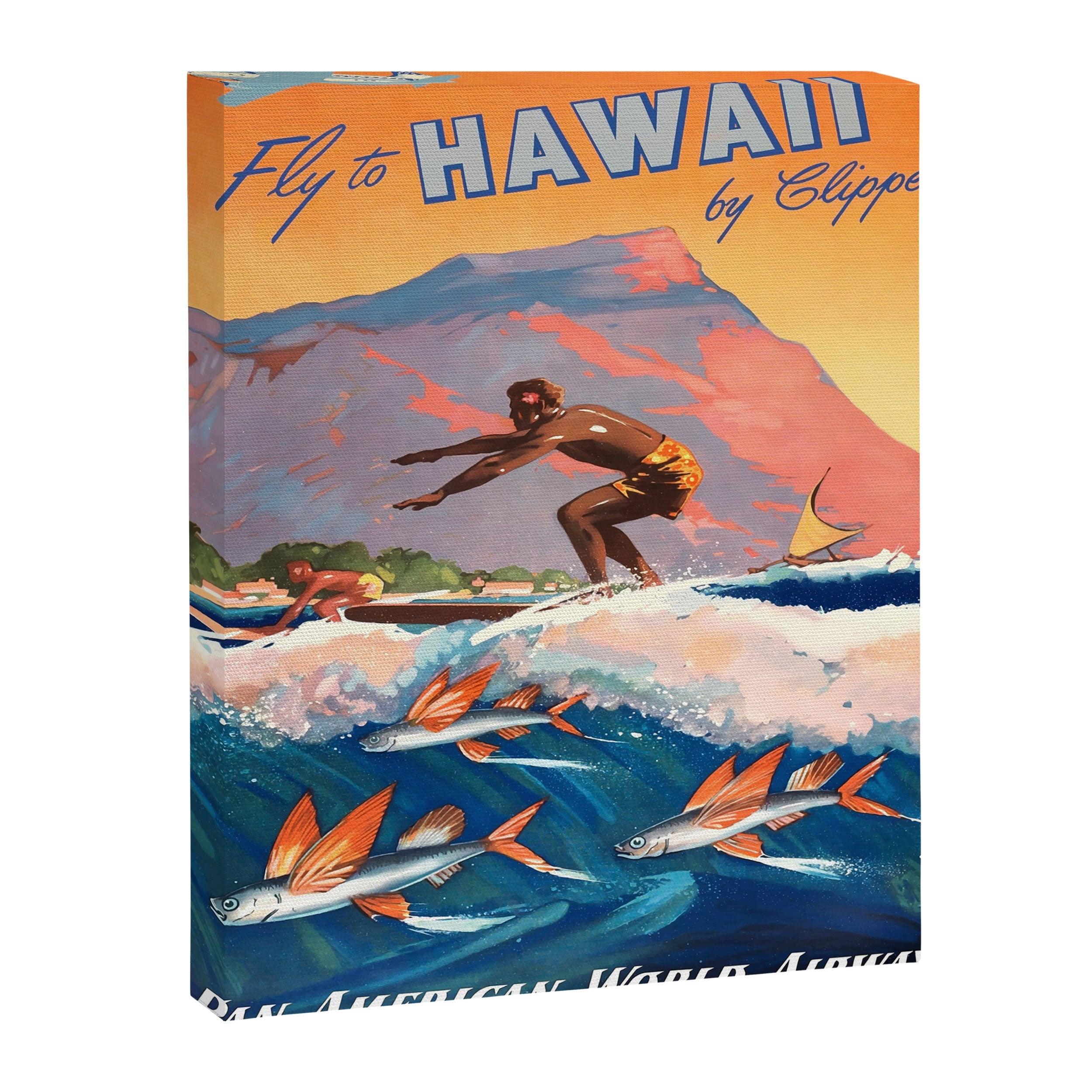 1947 Fly To Hawaii By Clipper Pan American Travel Poster Canvas Print