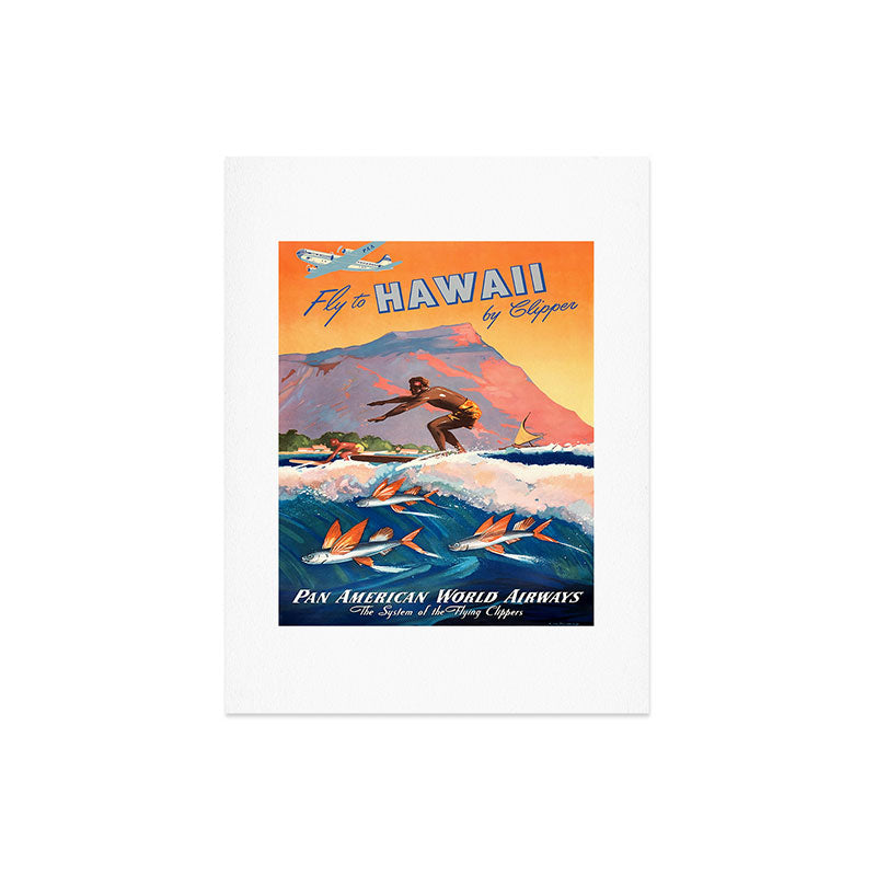 1947 Fly To Hawaii By Clipper Pan American Travel Poster Art Print