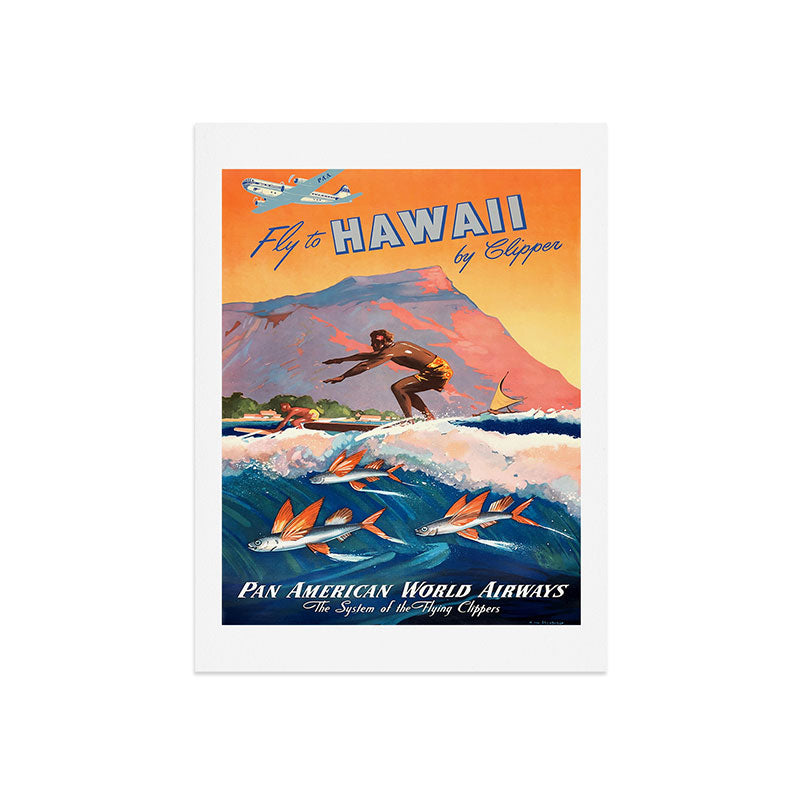 1947 Fly To Hawaii By Clipper Pan American Travel Poster Art Print