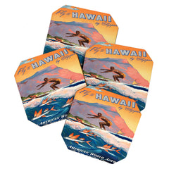 1947 Fly To Hawaii By Clipper Pan American Travel Poster Coaster