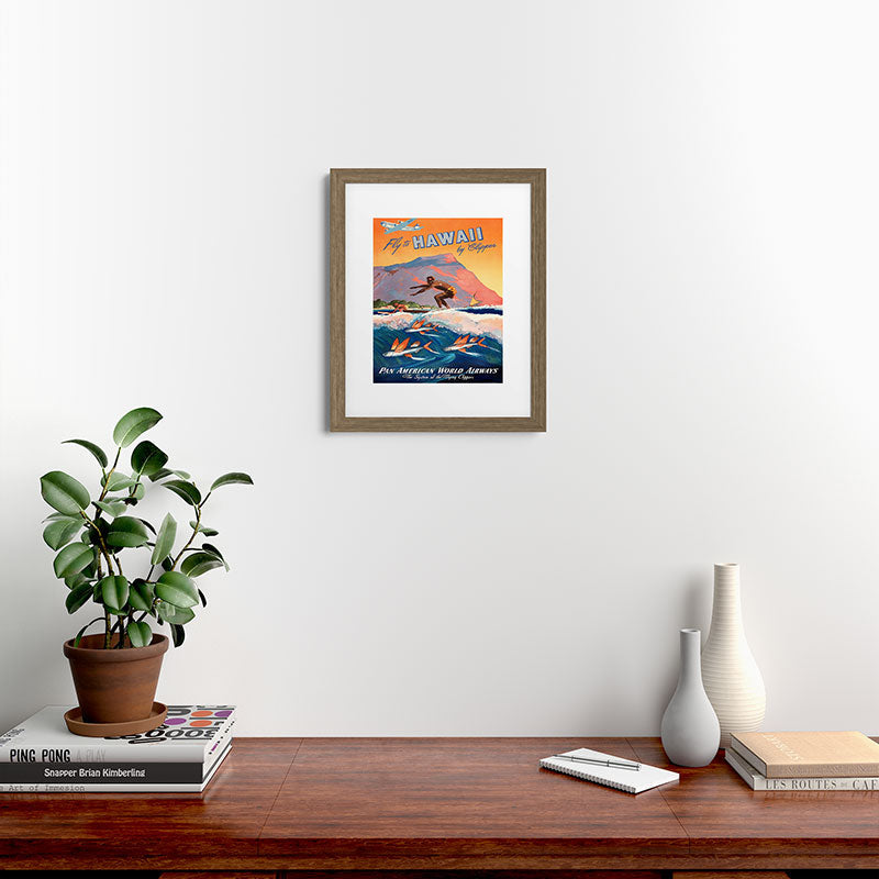 1947 Fly To Hawaii By Clipper Pan American Travel Poster Framed Art Print