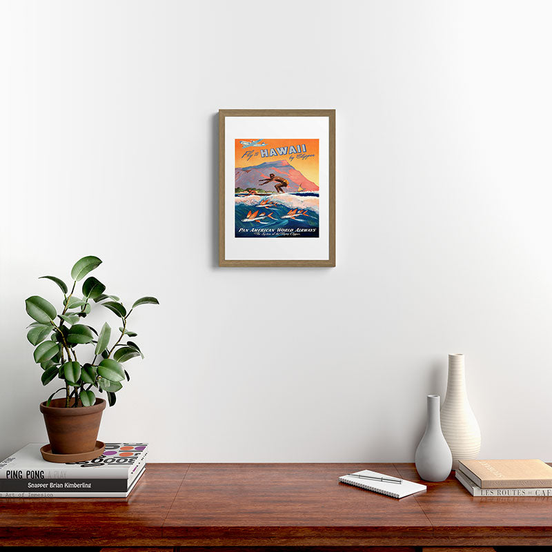 1947 Fly To Hawaii By Clipper Pan American Travel Poster Framed Art Print