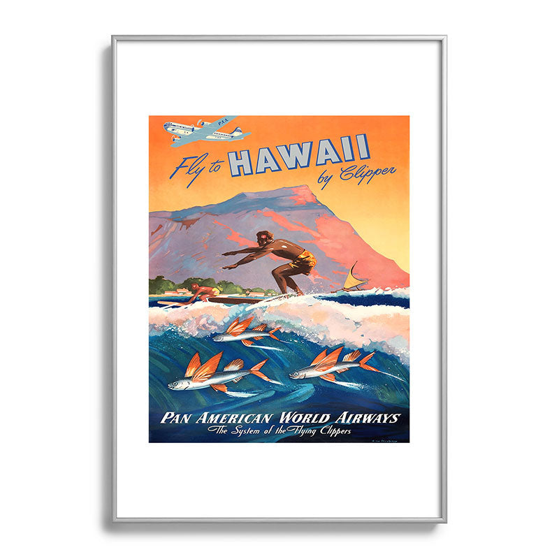 1947 Fly To Hawaii By Clipper Pan American Travel Poster Framed Art Print