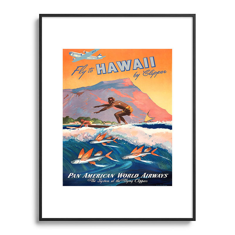 1947 Fly To Hawaii By Clipper Pan American Travel Poster Framed Art Print