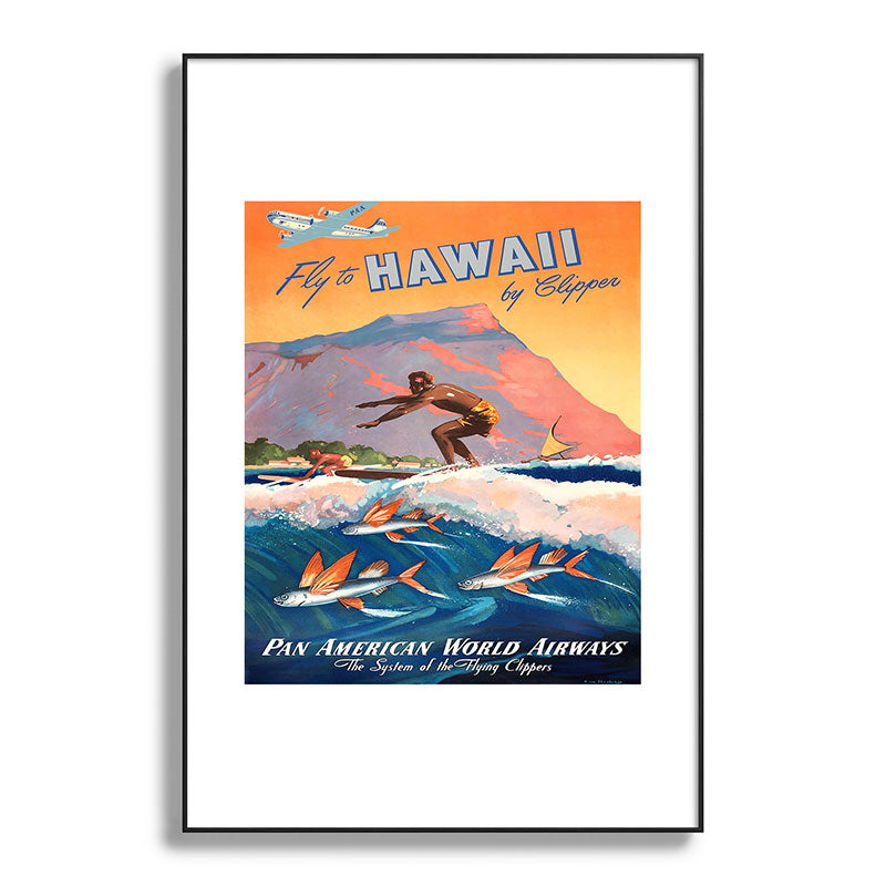 1947 Fly To Hawaii By Clipper Pan American Travel Poster Framed Art Print