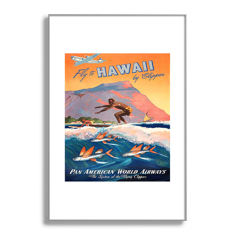 1947 Fly To Hawaii By Clipper Pan American Travel Poster Framed Art Print
