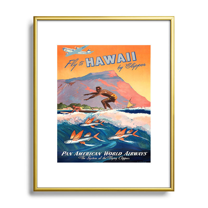 1947 Fly To Hawaii By Clipper Pan American Travel Poster Framed Art Print
