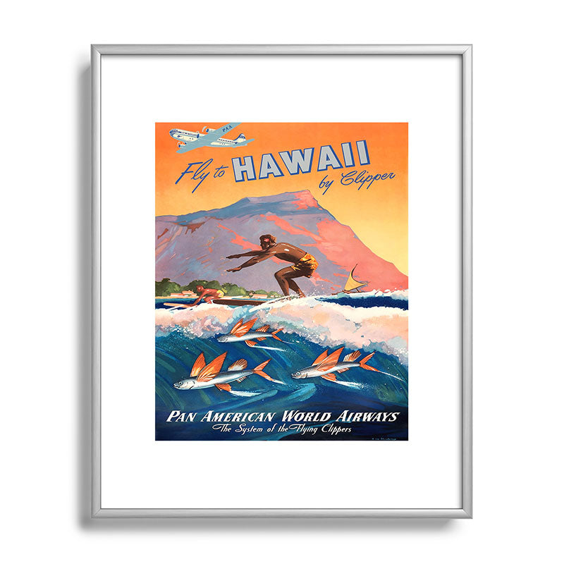 1947 Fly To Hawaii By Clipper Pan American Travel Poster Framed Art Print