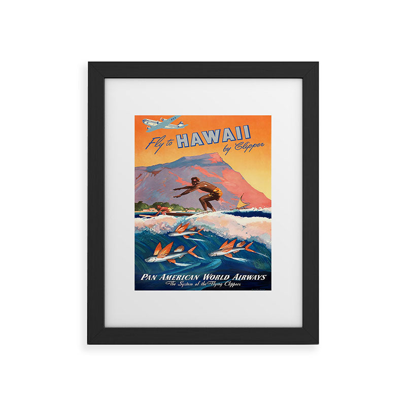 1947 Fly To Hawaii By Clipper Pan American Travel Poster Framed Art Print