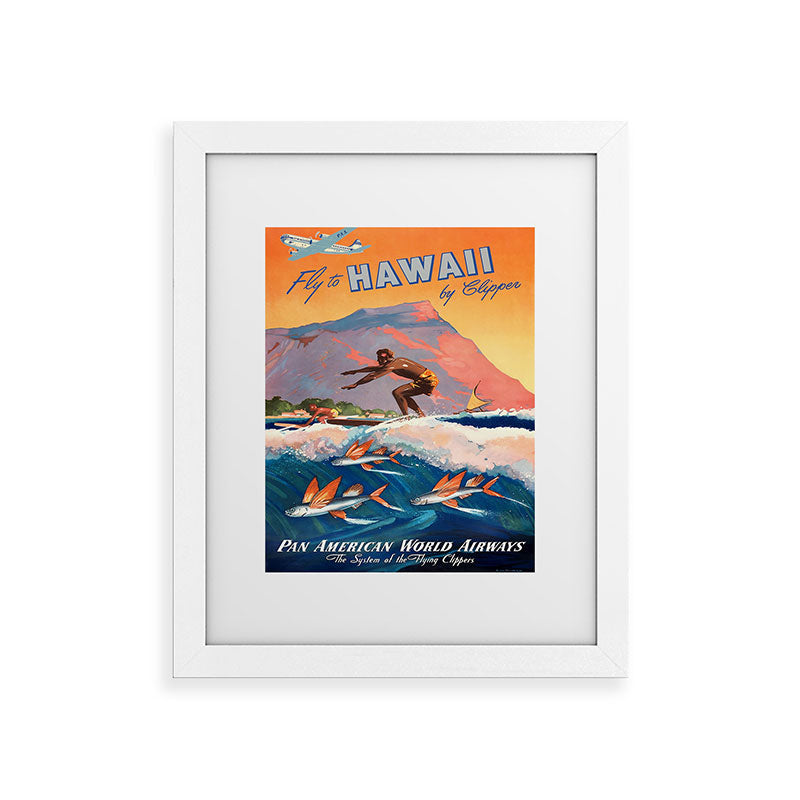 1947 Fly To Hawaii By Clipper Pan American Travel Poster Framed Art Print