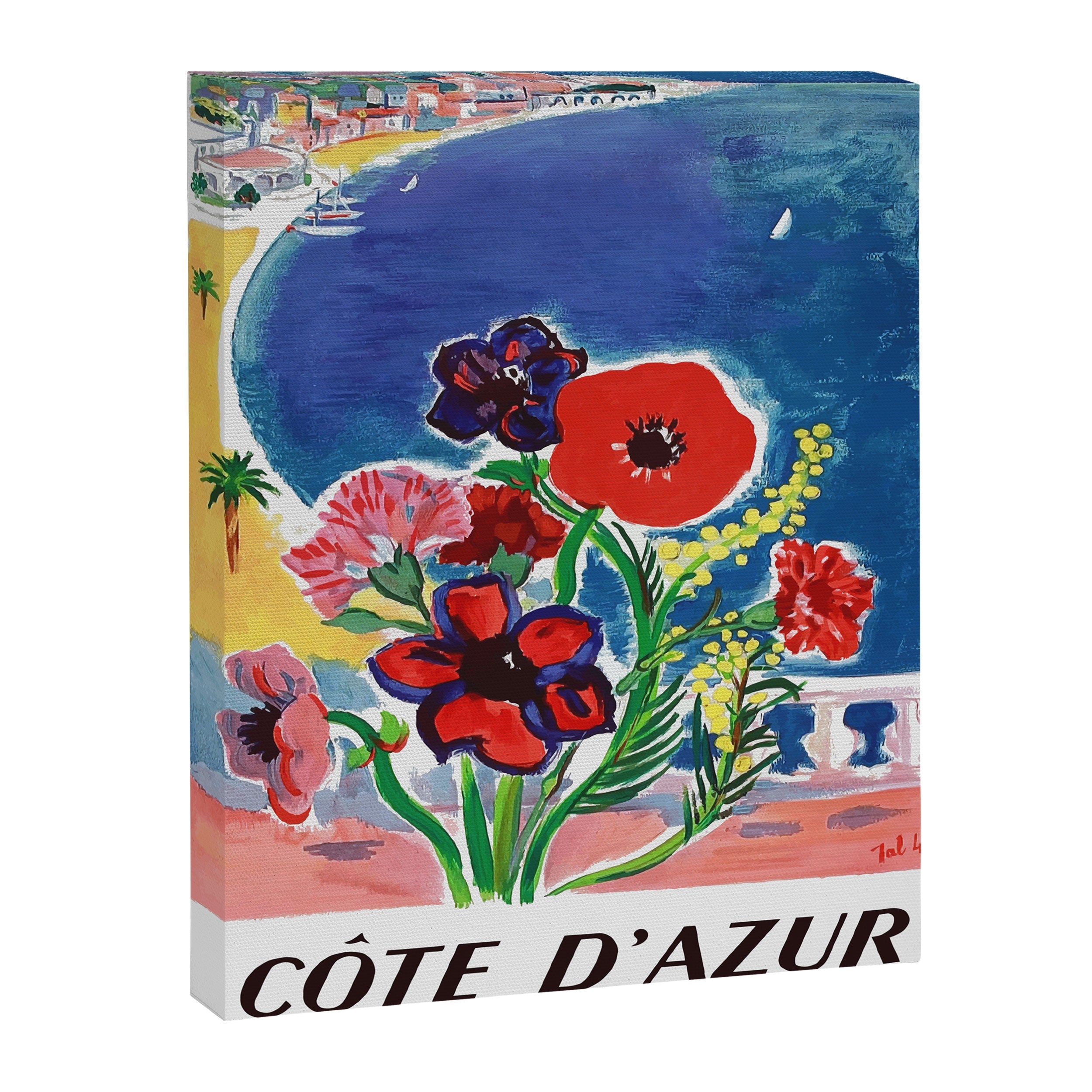 1947 FRANCE Cote d'Azur Travel Poster Canvas Print
