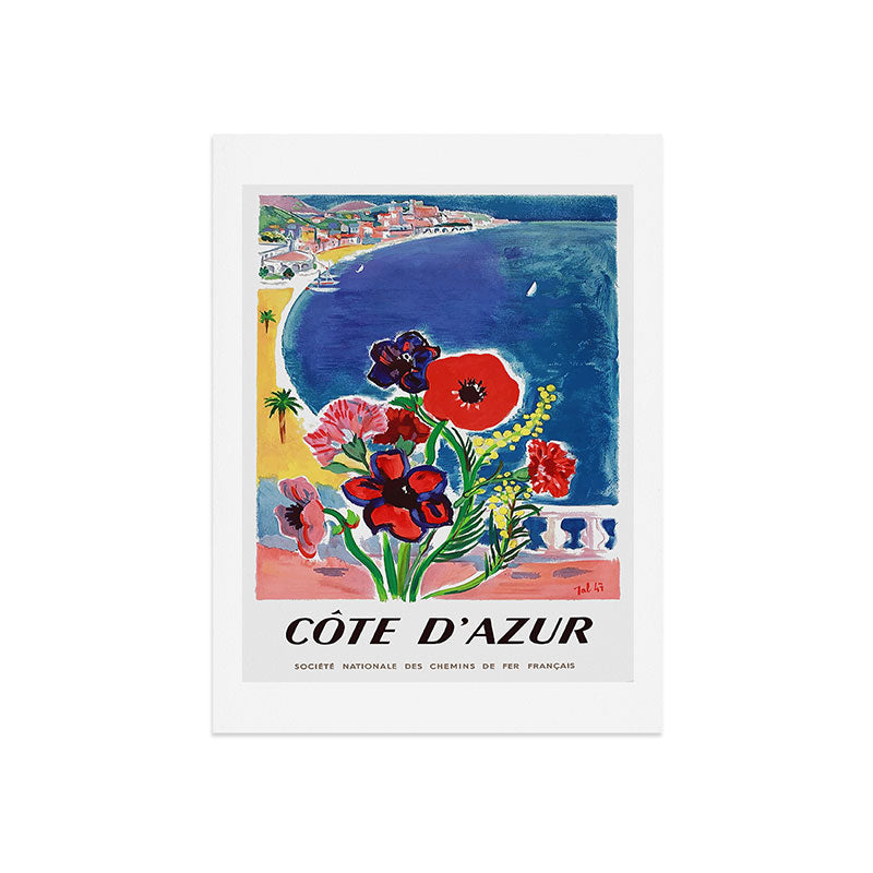 1947 FRANCE Cote d'Azur Travel Poster Art Print