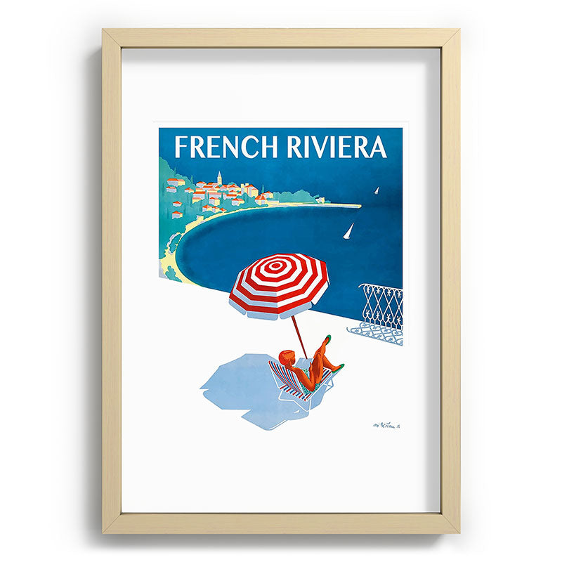 1954 FRENCH RIVIERA Travel Poster Framed Art Print
