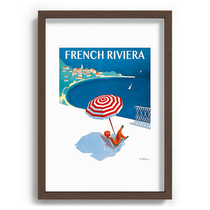 1954 FRENCH RIVIERA Travel Poster Framed Art Print