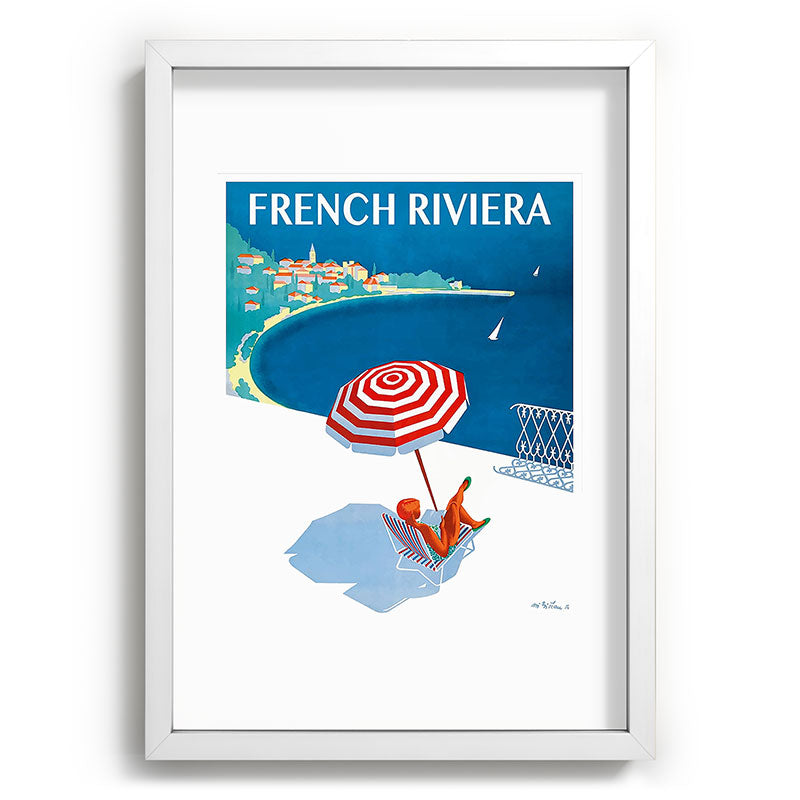 1954 FRENCH RIVIERA Travel Poster Framed Art Print
