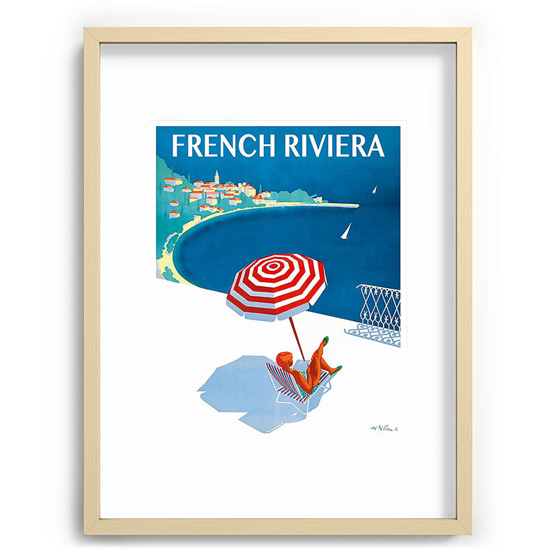 1954 FRENCH RIVIERA Travel Poster Framed Art Print