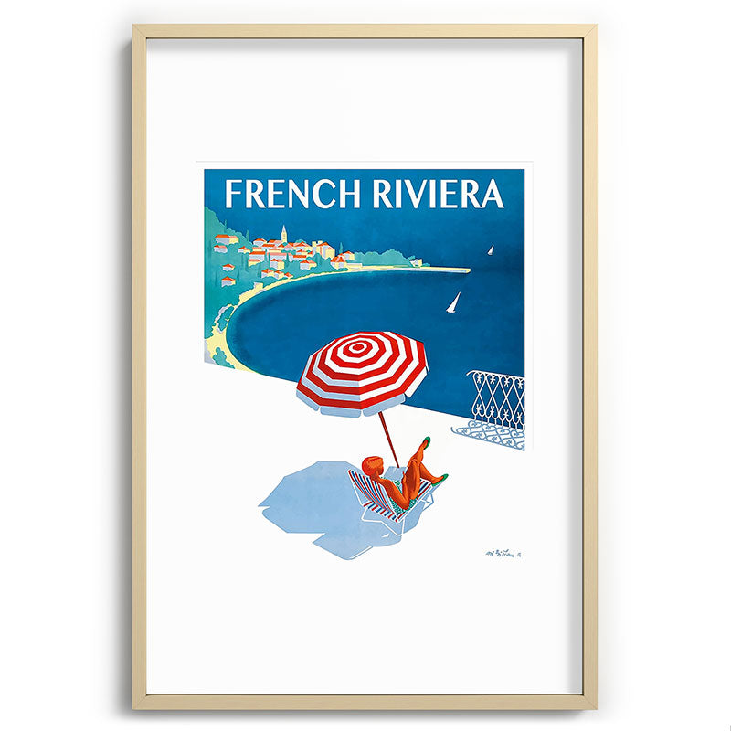 1954 FRENCH RIVIERA Travel Poster Framed Art Print