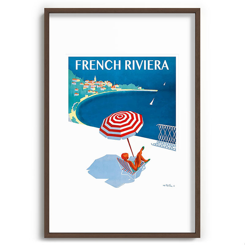 1954 FRENCH RIVIERA Travel Poster Framed Art Print