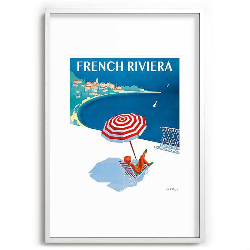 1954 FRENCH RIVIERA Travel Poster Framed Art Print