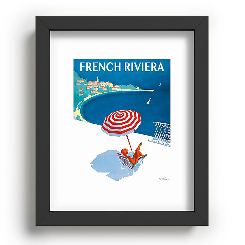 1954 FRENCH RIVIERA Travel Poster Framed Art Print