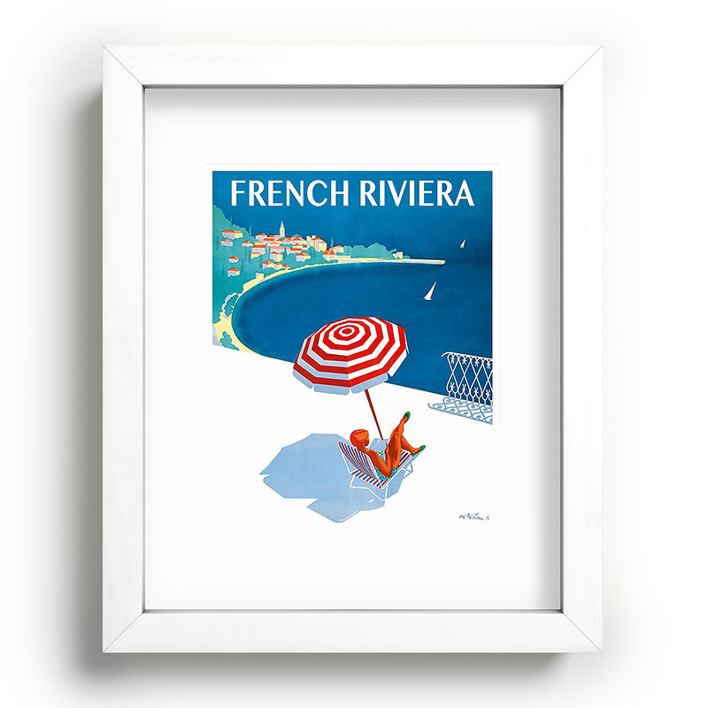 1954 FRENCH RIVIERA Travel Poster Framed Art Print