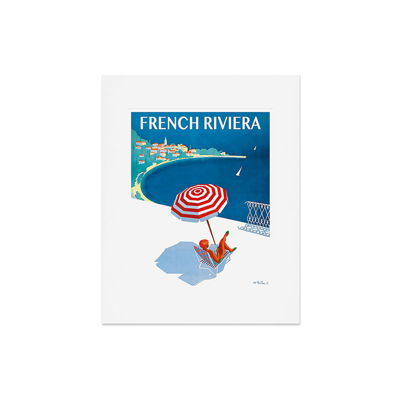 1954 FRENCH RIVIERA Travel Poster Art Print