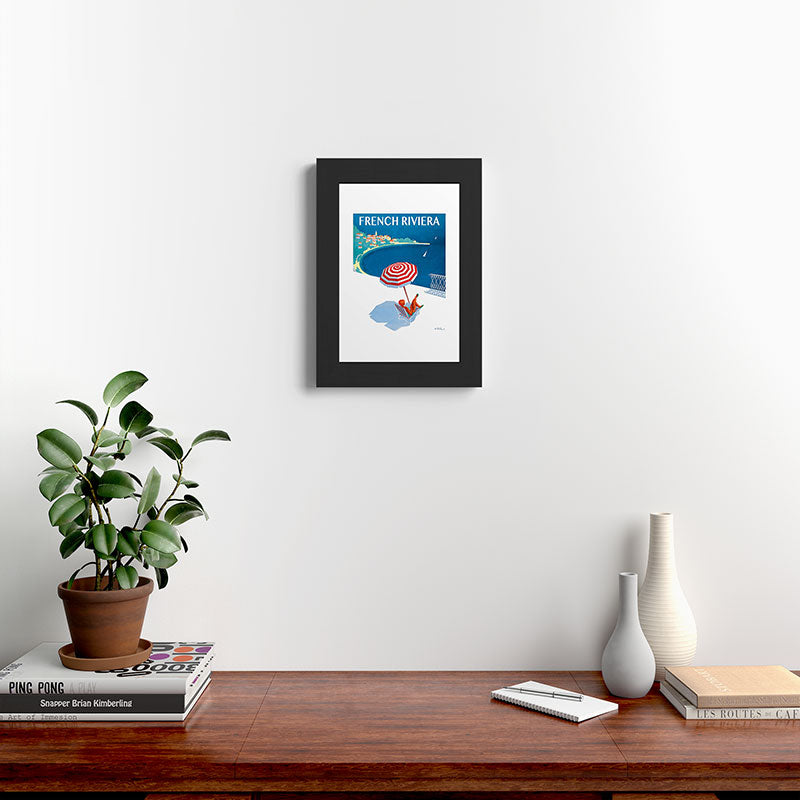 1954 FRENCH RIVIERA Travel Poster Framed Art Print