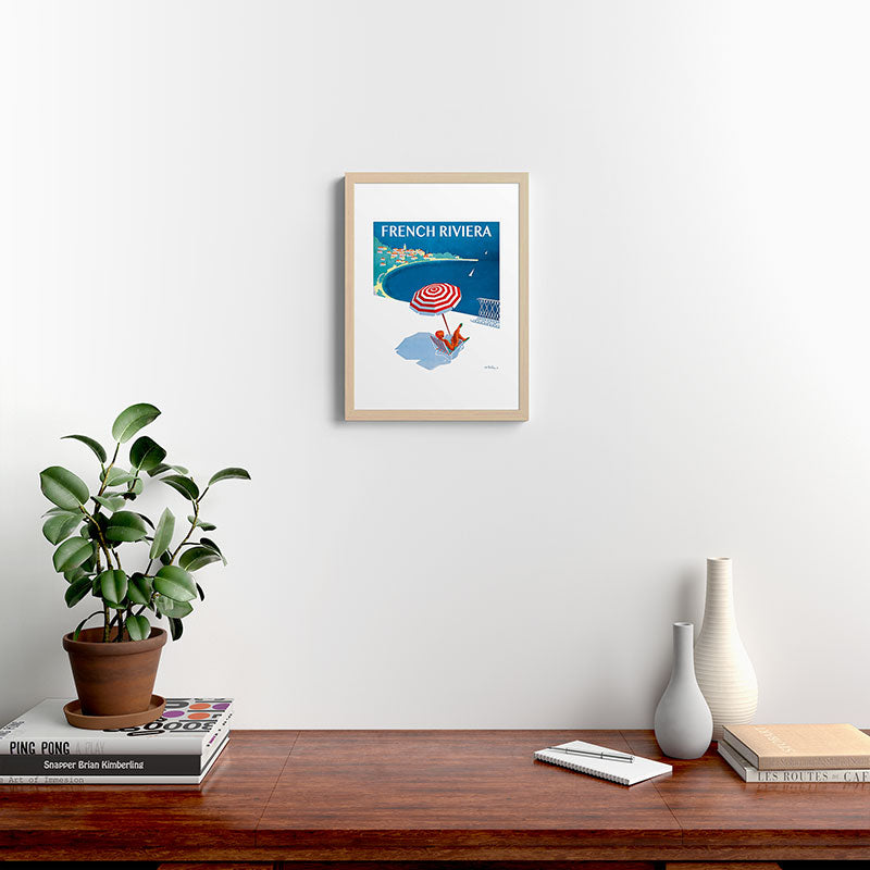 1954 FRENCH RIVIERA Travel Poster Framed Art Print