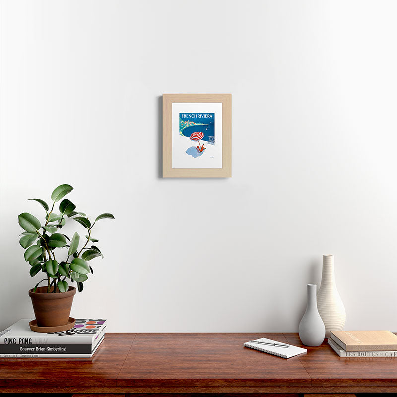 1954 FRENCH RIVIERA Travel Poster Framed Art Print
