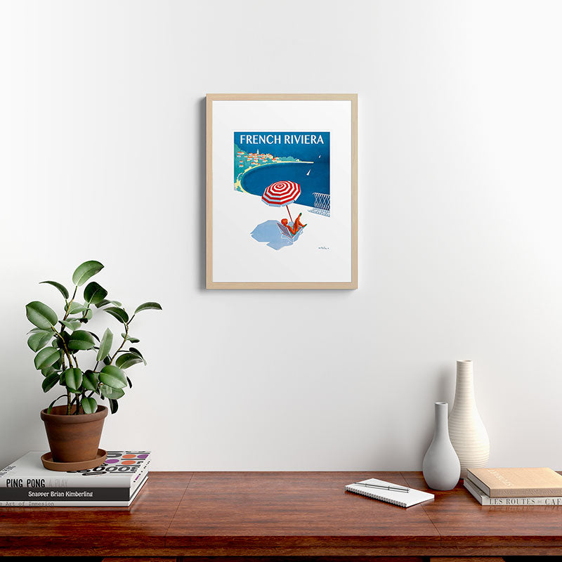 1954 FRENCH RIVIERA Travel Poster Framed Art Print