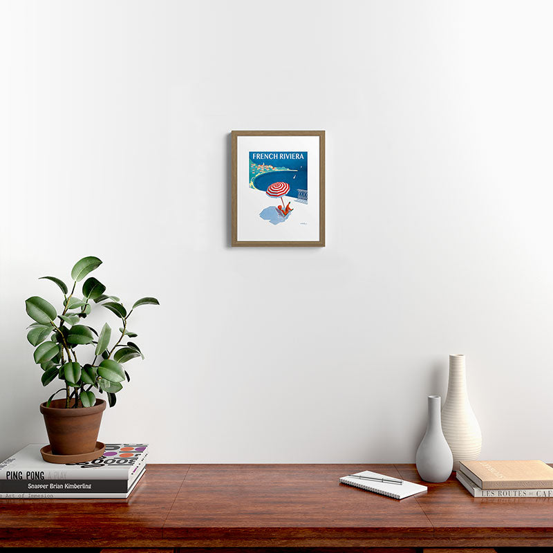1954 FRENCH RIVIERA Travel Poster Framed Art Print