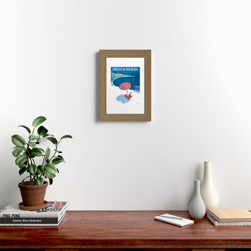 1954 FRENCH RIVIERA Travel Poster Framed Art Print