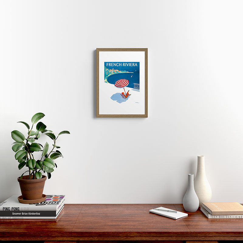 1954 FRENCH RIVIERA Travel Poster Framed Art Print