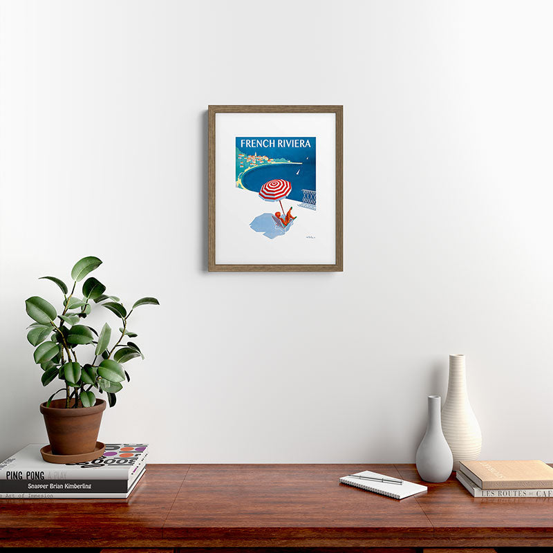 1954 FRENCH RIVIERA Travel Poster Framed Art Print