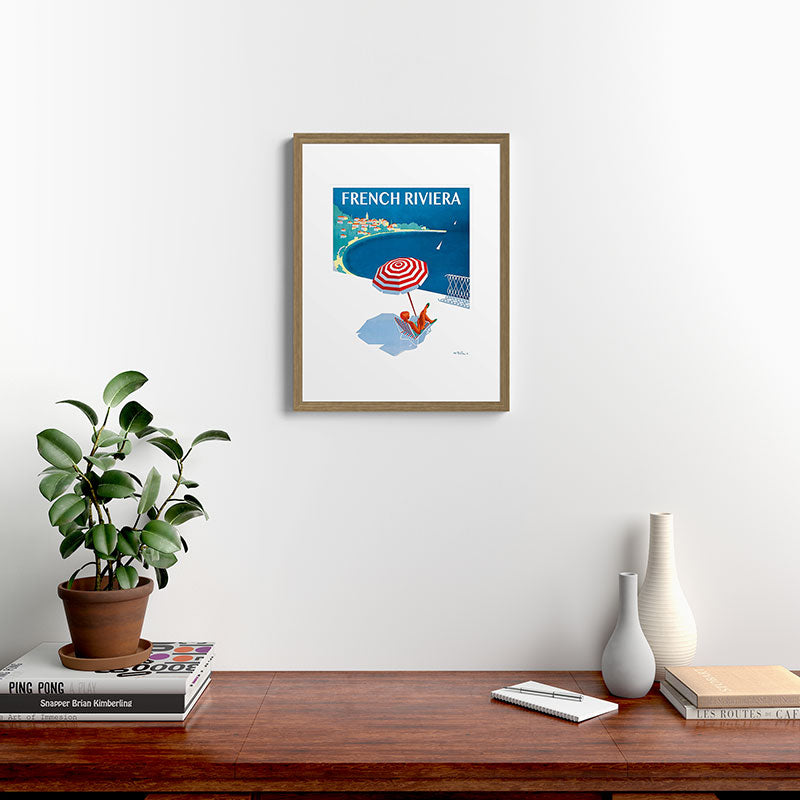 1954 FRENCH RIVIERA Travel Poster Framed Art Print
